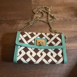 Spartina 449 Patterned Clutch/Crossbody with Removable Chain Strap.